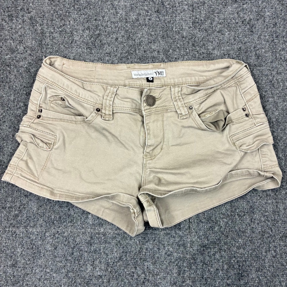 YMI WannaBettaButt Khaki Cargo Shorts Womens Size 5 W28 Tan Twill Utility